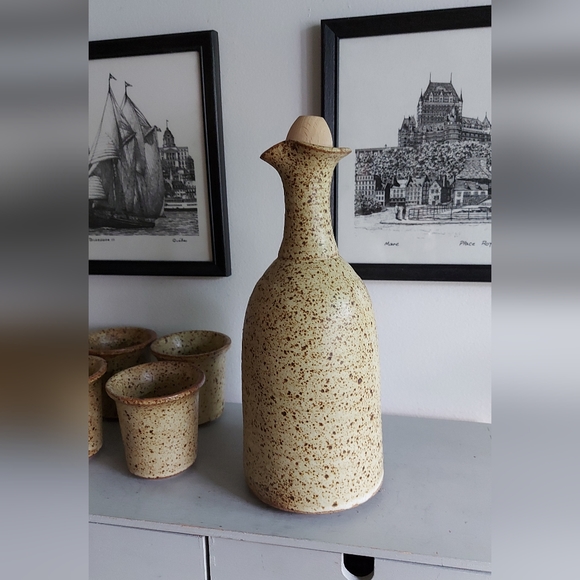 Carafe and tumbler set in sandstone and signed Guy De Pelteau - Picture 8 of 10